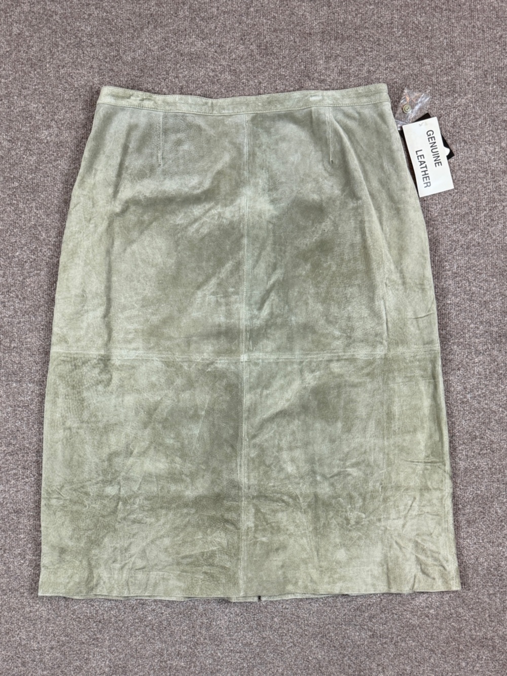NWT Via Assenti Green Suede Leather Straight Pencil‎ Midi Skirt Women’s Size 24W